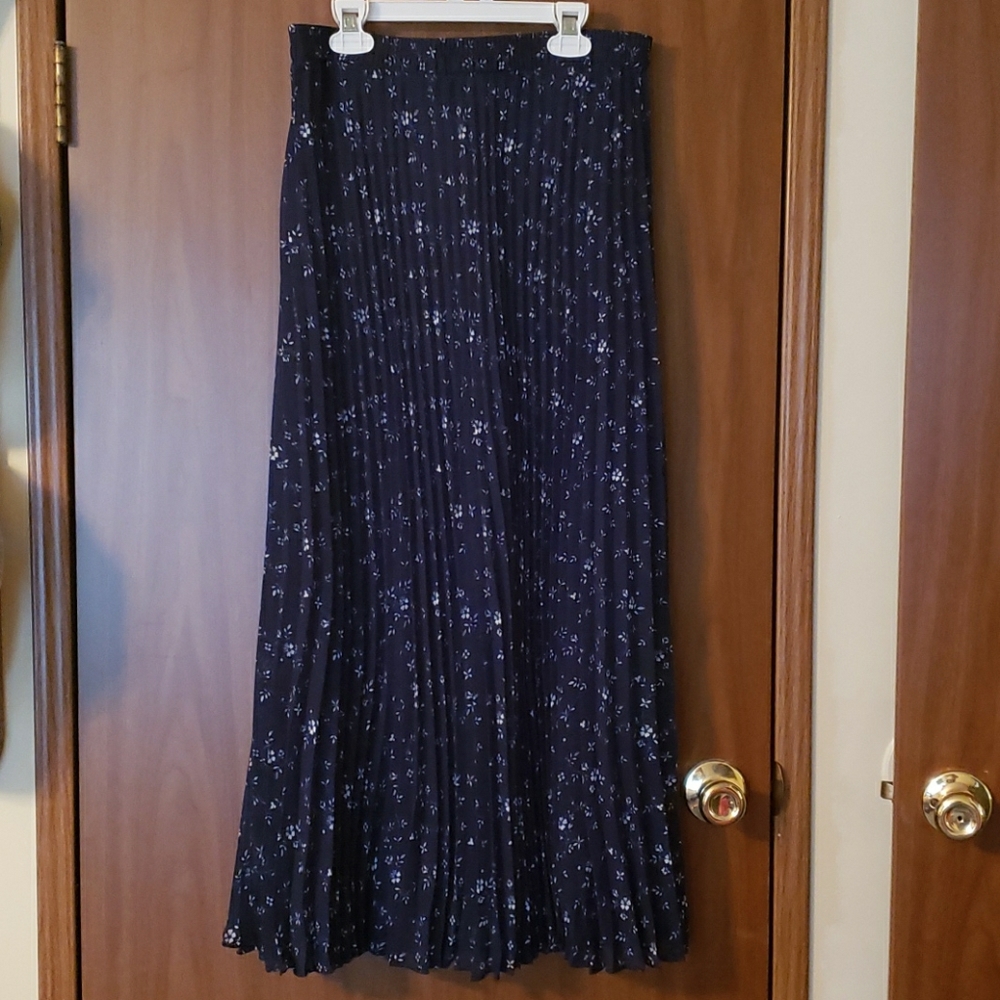 Chaps Long Pleated Skirt